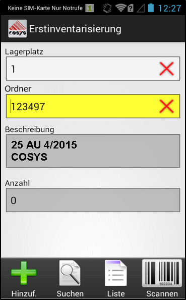 Initial inventory folder document management Initial inventory folder document management
