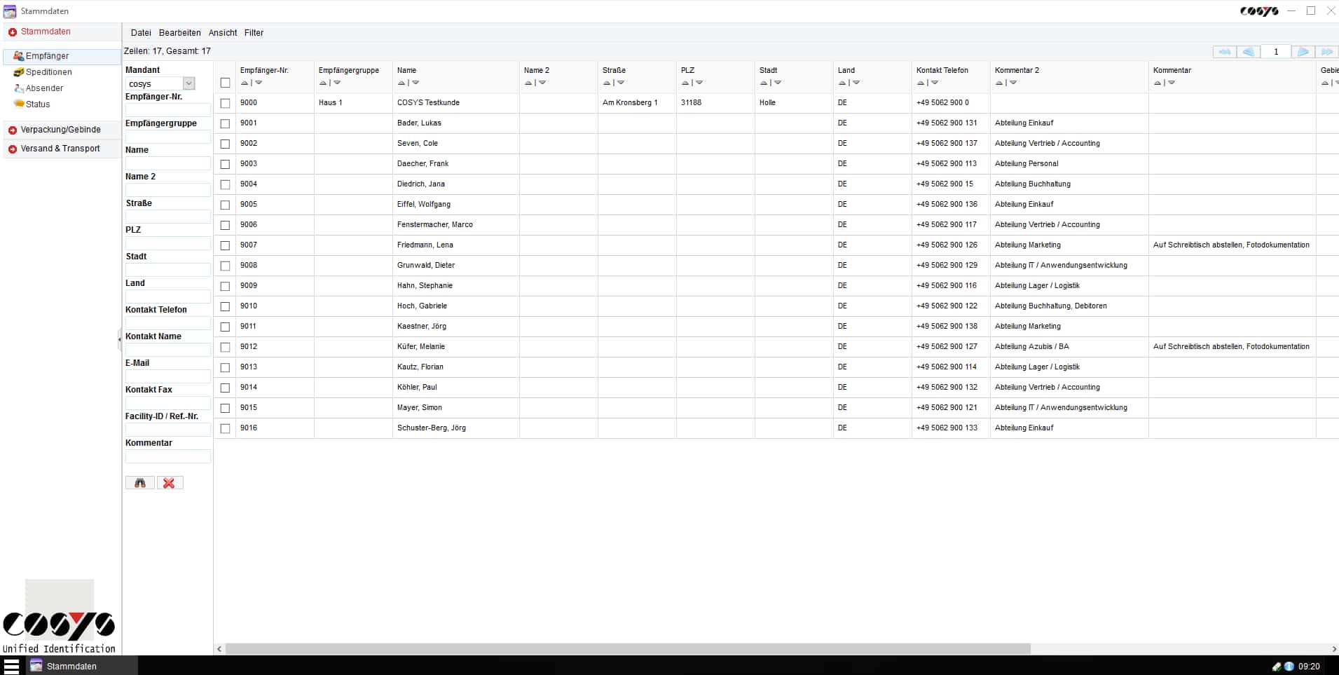 In-house logistics package management Sendungsübersicht In-house logistics package management Sendungsübersicht